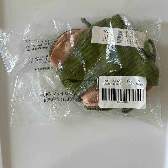 NWT J. Crew Green Wide Rib Curved Waist Cheeky String Bikini Bottom - Picture 3 of 3